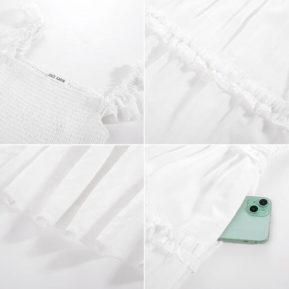 Womens Summer Beach Dress Shell Fabric X-Large Square Neck Casual for Vacation - Picture 5 of 5